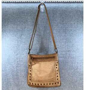 LUCKY BRAND Tan Leather Crossbody Studded Adjustable Strap Boho Western Festival